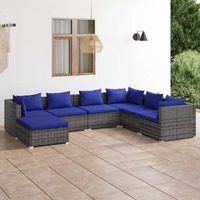  7 Piece Garden Lounge Set with Cushions Poly Rattan Grey