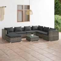  8 Piece Garden Lounge Set with Cushions Poly Rattan Grey
