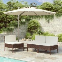  Garden Chairs 3 pcs with Cushions Poly Rattan Brown
