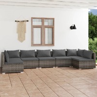  7 Piece Garden Lounge Set with Cushions Poly Rattan Grey