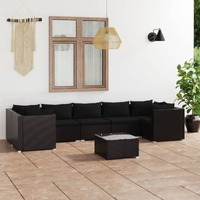  8 Piece Garden Lounge Set with Cushions Poly Rattan Black