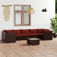  8 Piece Garden Lounge Set with Cushions Poly Rattan Brown