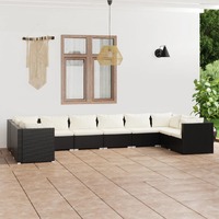  10 Piece Garden Lounge Set with Cushions Poly Rattan Black