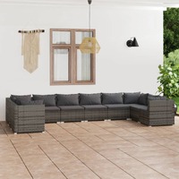  10 Piece Garden Lounge Set with Cushions Poly Rattan Grey
