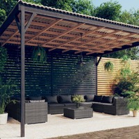  11 Piece Garden Lounge Set with Cushions Poly Rattan Grey