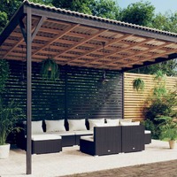  9 Piece Garden Lounge Set with Cushions Black Poly Rattan