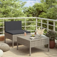  2 Piece Garden Lounge Set with Cushions Poly Rattan Grey