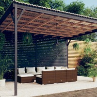  10 Piece Garden Lounge Set with Cushions Brown Poly Rattan