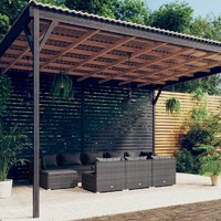  10 Piece Garden Lounge Set with Cushions Grey Poly Rattan