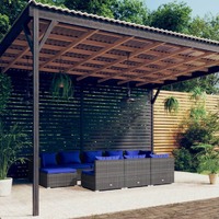  10 Piece Garden Lounge Set with Cushions Grey Poly Rattan