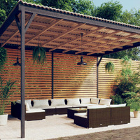  10 Piece Garden Lounge Set with Cushions Brown Poly Rattan