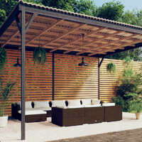 10 Piece Garden Lounge Set with Cushions Brown Poly Rattan