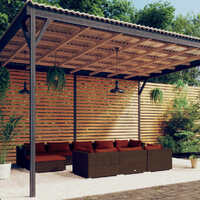  10 Piece Garden Lounge Set with Cushions Brown Poly Rattan
