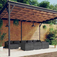  10 Piece Garden Lounge Set with Cushions Grey Poly Rattan