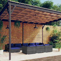  10 Piece Garden Lounge Set with Cushions Grey Poly Rattan