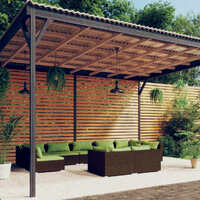  9 Piece Garden Lounge Set with Cushions Brown Poly Rattan