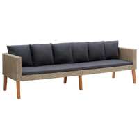  3-Seater Garden Sofa with Cushions Poly Rattan Beige