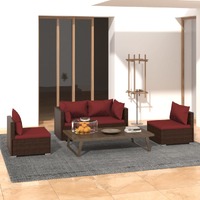  4 Piece Garden Lounge Set with Cushions Poly Rattan Brown