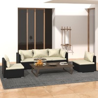 5 Piece Garden Lounge Set with Cushions Poly Rattan Black