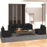  5 Piece Garden Lounge Set with Cushions Poly Rattan Black