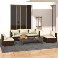  5 Piece Garden Lounge Set with Cushions Poly Rattan Brown