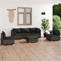  6 Piece Garden Lounge Set with Cushions Poly Rattan Grey