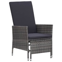  Reclining Garden Chair with Cushions Poly Rattan Grey