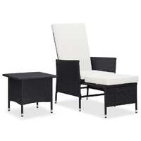  2 Piece Garden Lounge Set with Cushions Poly Rattan Black
