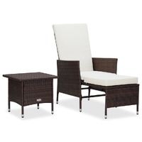  2 Piece Garden Lounge Set with Cushions Poly Rattan Brown