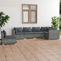  6 Piece Garden Lounge Set with Cushions Poly Rattan Grey
