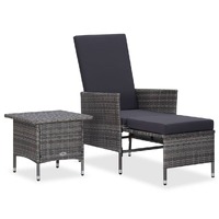  2 Piece Garden Lounge Set with Cushions Poly Rattan Grey