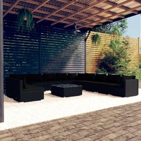  12 Piece Garden Lounge Set with Cushions Black Poly Rattan