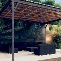  10 Piece Garden Lounge Set with Cushions Poly Rattan Black