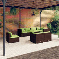  8 Piece Garden Lounge Set with Cushions Poly Rattan Brown