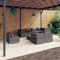  9 Piece Garden Lounge Set with Cushions Poly Rattan Grey