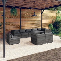  9 Piece Garden Lounge Set with Cushions Poly Rattan Grey