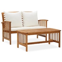  2 Piece Garden Lounge Set with Cushions Solid Acacia Wood