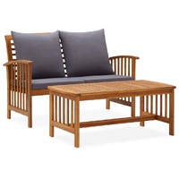  2 Piece Garden Lounge Set with Cushions Solid Acacia Wood