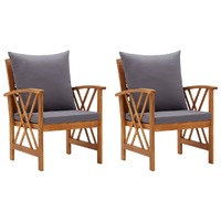  Garden Chairs with Cushions 2 pcs Solid Acacia Wood