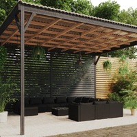  12 Piece Garden Lounge Set with Cushions Poly Rattan Black