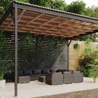  12 Piece Garden Lounge Set with Cushions Poly Rattan Grey