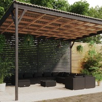  12 Piece Garden Lounge Set with Cushions Poly Rattan Black