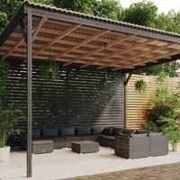  12 Piece Garden Lounge Set with Cushions Poly Rattan Grey