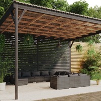  12 Piece Garden Lounge Set with Cushions Poly Rattan Grey