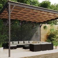  13 Piece Garden Lounge Set with Cushions Poly Rattan Black