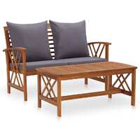  2 Piece Garden Lounge Set with Cushions Solid Acacia Wood