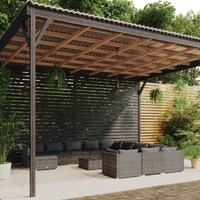  13 Piece Garden Lounge Set with Cushions Poly Rattan Grey