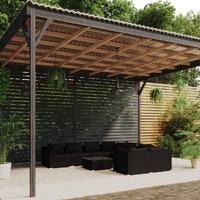  9 Piece Garden Lounge Set with Cushions Poly Rattan Black