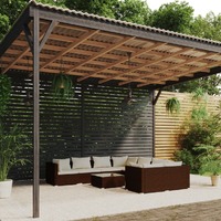  9 Piece Garden Lounge Set with Cushions Poly Rattan Brown