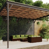  9 Piece Garden Lounge Set with Cushions Poly Rattan Brown